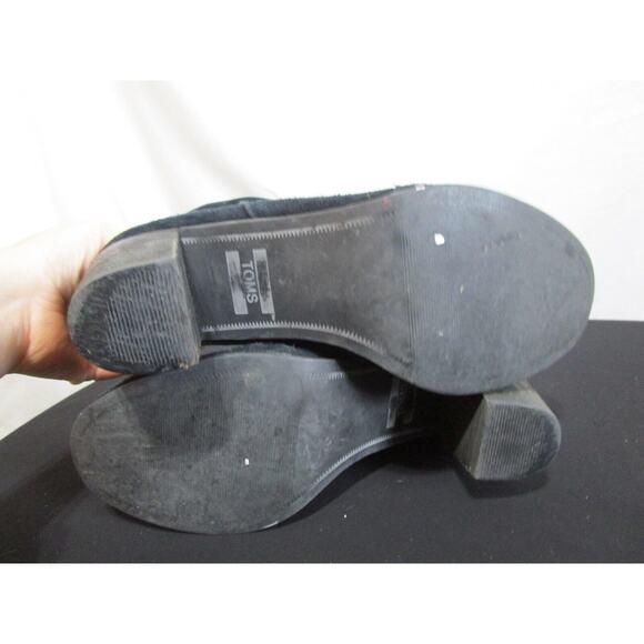 Tom's Black Suede Side Zip Block Heel Ankle Booties Women Size 7.5 - Picture 8 of 10